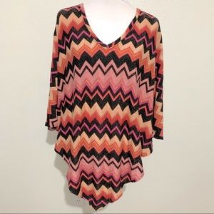 Jennifer Lopez Multi-Color Chevron Poncho/Top